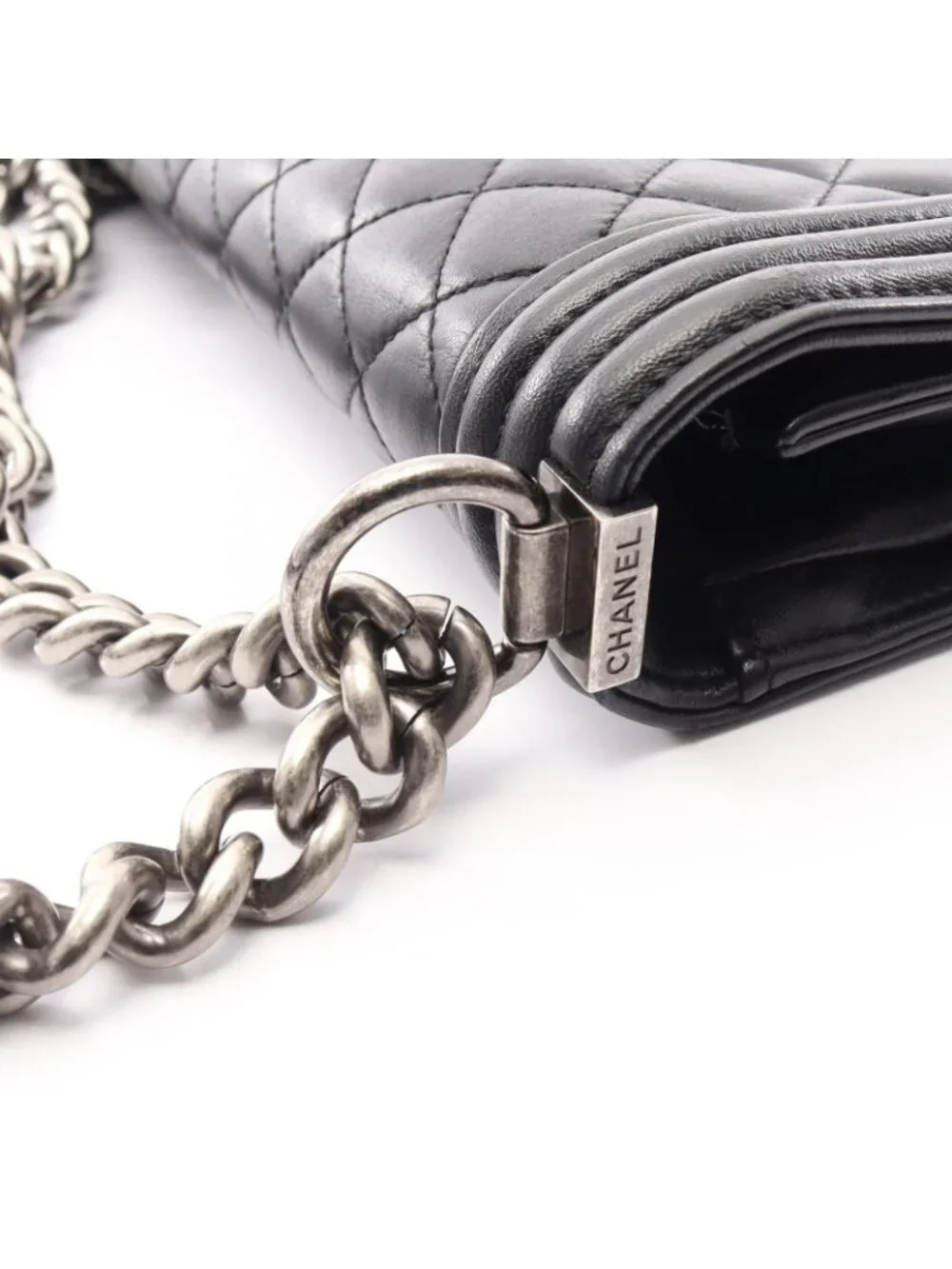 Chanel Shoulder Bag Boy Large Black Lambskin Chain